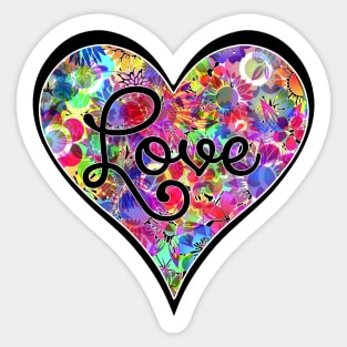 Bright Colorful Floral Flower Love Valentines Heart Sticker